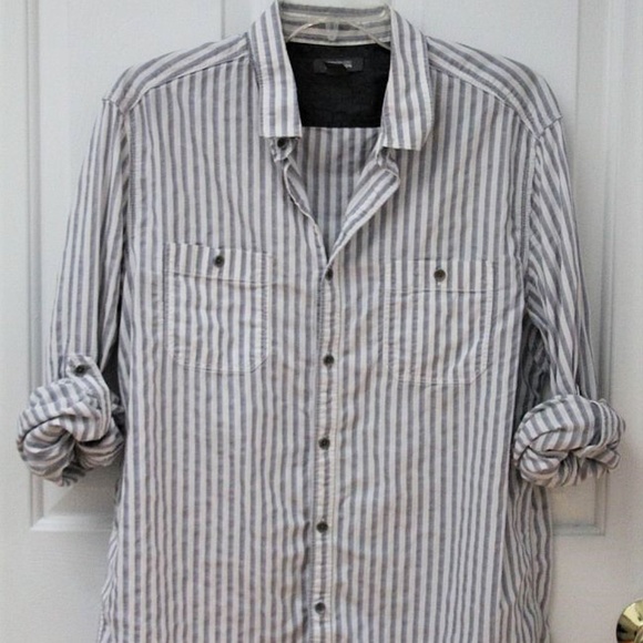 KENNETH COLE REACTION Striped Button Front Shirt L - Picture 5 of 8